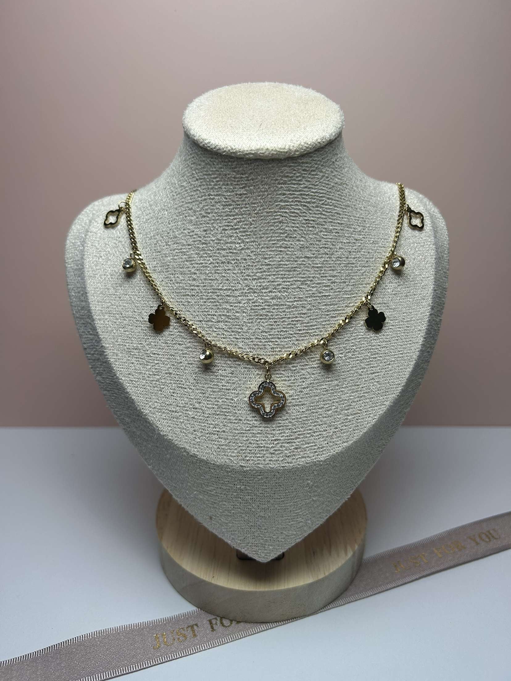 CHARME ARABESQUE |collier trèfle en acier inoxydable