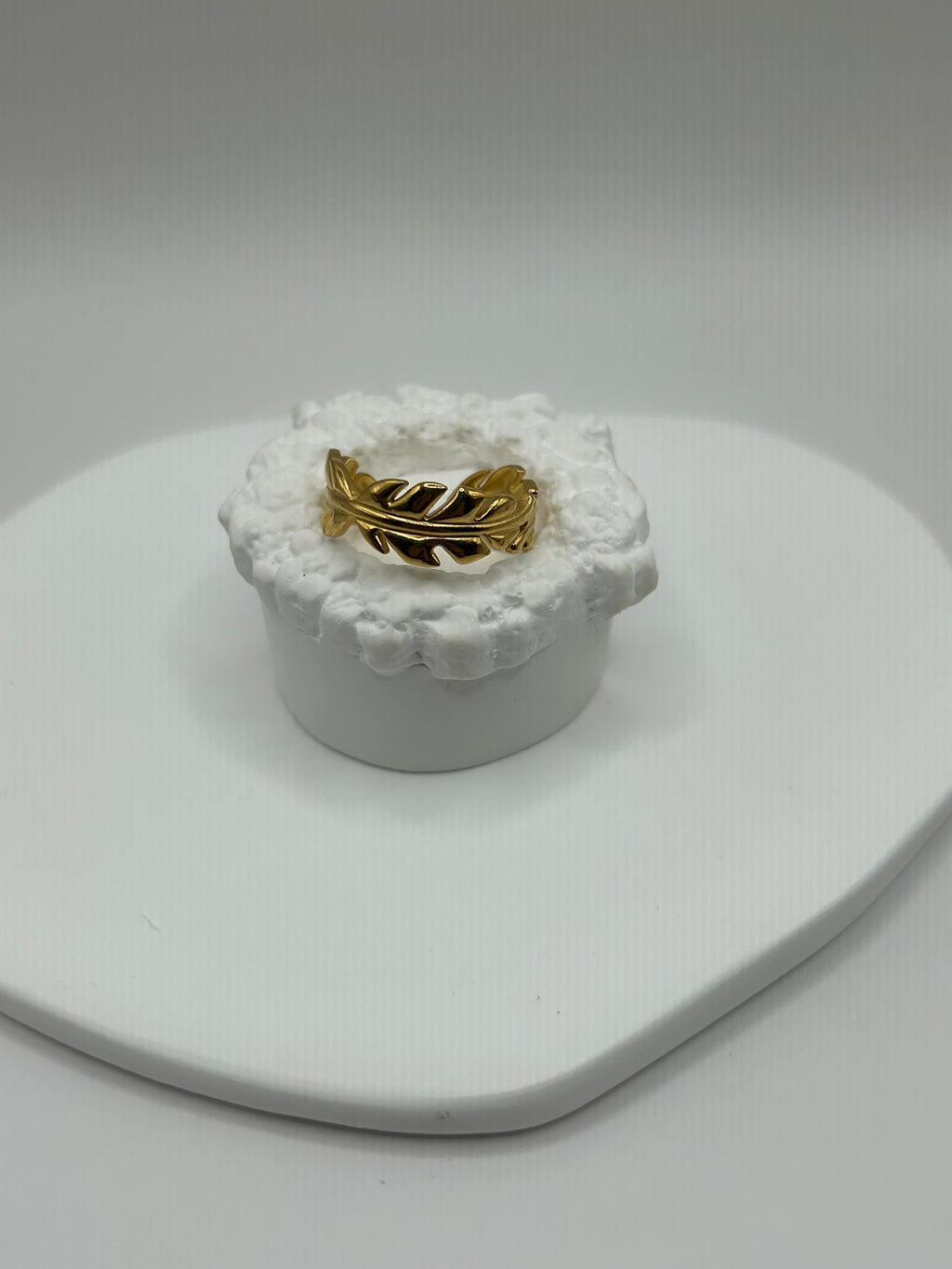 ATHÉNA | bague feuille en acier inoxydable
