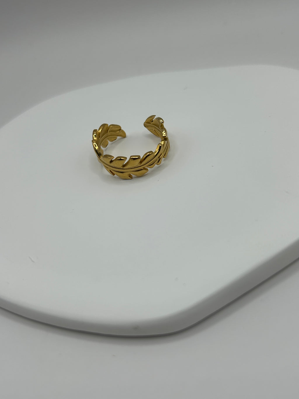 ATHÉNA | bague feuille en acier inoxydable